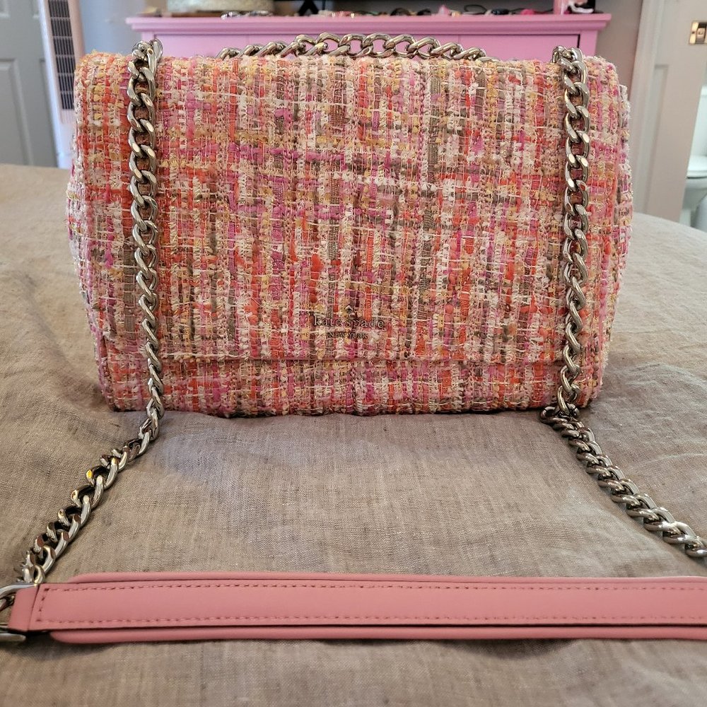 Kate Spade Handbag Quilted Tweed MINI EMELYN Crossbody Pink Bag Purse